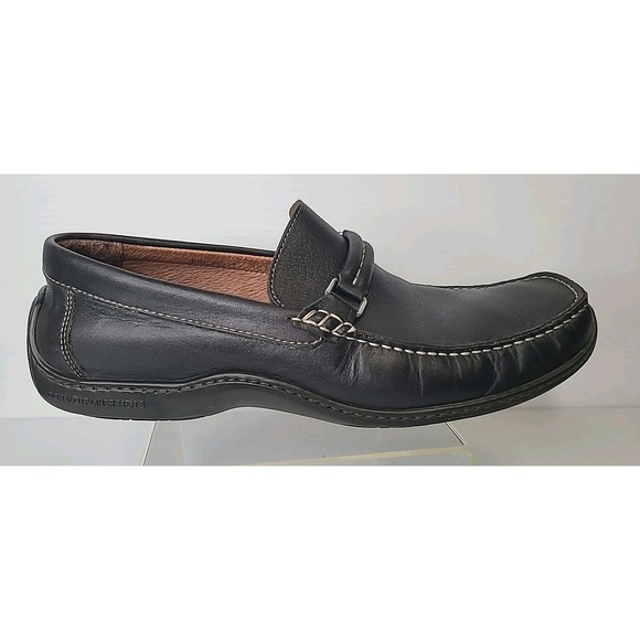 Black Leather Men\'s Slip-On Loafers with Metal Bit main image 6